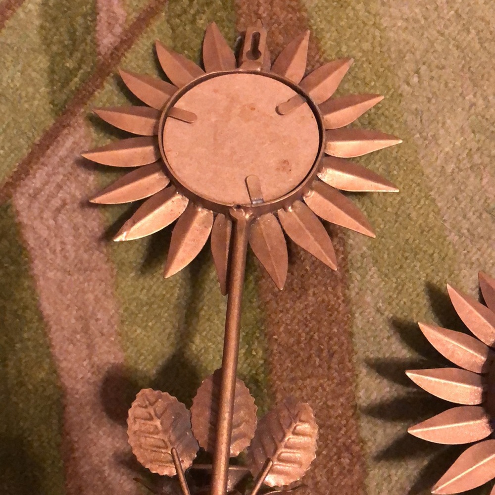 Set of 2- Vintage boho Homco 1970 wall decor daisy mirror candle holders - Picture 5 of 7